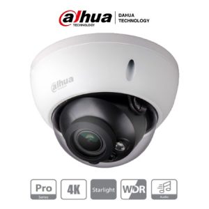 DAHUA HAC-HDBW2802R-Z- CAMARA DOMO ANTIVANDALICA 4K/ LENTE MOTORIZADO DE 3.7 A 11MM/ IR DE 30 MTS/ ENTRADA DE AUDIO/ STARLIGHT/ WDR 120 DB/ IK10/ METALICA/
