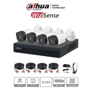 DAHUA KIT DE VIGILANCIA XVR1B04-I1MP DE 4 CÁMARAS CCTV BULLET Y 4 CANALES, CON GRABADORA, CABLES SIAMÉS, PULPO Y FUENTE DE PODER