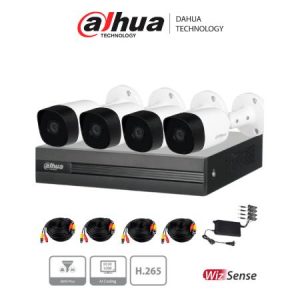 DAHUA KITXVR1B04H-I+4B2A51 - KIT DE 4 CANALES DE 5 MEGAPIXELES/ DVR COOPER-I WIZSENSE/ CON IA/ H.265+/ 4 CAMARAS B2A51 METALICAS
