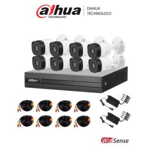 DAHUA KITXVR1B08- I+8-B1A21- KIT DE 8 CANALES 2 MEGAPIXELES/ DVR COOPER-I WIZSENSE/ CON IA/ H.265+/ 8 CAMARAS B1A21 1080P