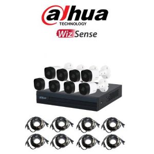 DAHUA KITXVR1B08- I+8-B2A21- KIT DE 8 CANALES 2 MEGAPIXELES/ DVR COOPER-I WIZSENSE/ CON IA/ H.265+/ 8 CAMARAS B2A21 1080P METALICAS