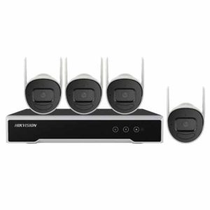 KIT DE VIGILANCIA HIKVISION DE 4 CÁMARAS IP BULLET, 1 HDD DE 1 TB Y NVR 4 CANALES, CON GRABADORA, NK42W0H-1T(WD)(D)