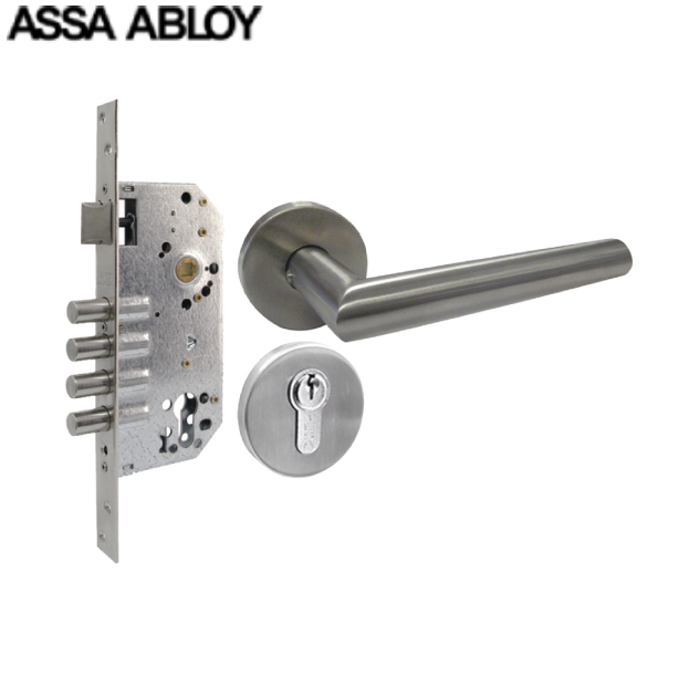 Assa Abloy Kit Manija de Doble Roseta, 35-45mm, Cromado