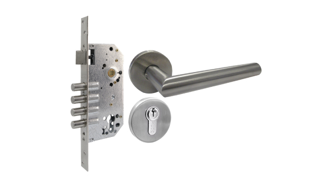 Assa Abloy Kit Manija de Doble Roseta, 35-45mm, Cromado