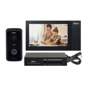 DAHUA DHI-KTA04 - Kit de videoportero analógico con monitor de 4.3" y botones táctiles. Incluye frente de calle con cámara de 1.3 MP, múltiples tonos de timbre personalizables, y función de apertura de puerta para mayor seguridad y comodidad.