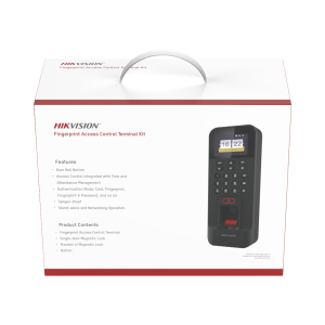 HIKVISION DS-KAS261 Kit de Control de Acceso TODO INCLUIDO con Lector de Huellas y Tarjetas, 3,000 Huellas, Compatible con App Hik-Connect, Incluye Electroimán Botón de Salida y Montajes Z y L para imán (DS-K1T804)