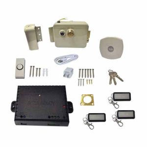KIT DE CERRADURA INTELIGENTE IZQUIERDA ASSAABLOY, CON CERRADURA, MÓDULO HUB, MÓDULO DE RELEVADOR Y 3 CONTROLES REMOTOS, 30 USUARIOS, 89371
