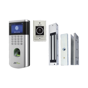 ZKTECO LF10KITV2 KIT de Control de Acceso LF10/ PUSH, Compatible con ZKBioCVAccess, 1,500 Usuarios, Chapa magnética, Botón de Salida, Tarjeta de proximidad