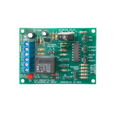 ELK PRODUCTS ELK960 Relevador Con Temporizador, 3-60 Seg o 3-60 Min, Activación de Disparo Positivo o Negativo, Alimentación 12-24 Vcc